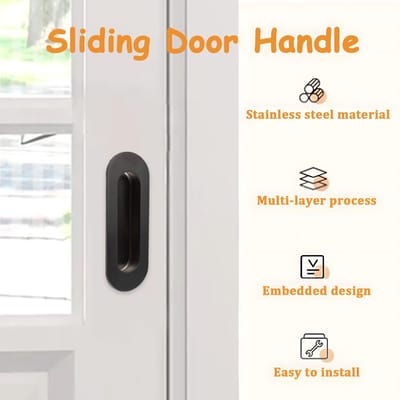 Dailygoods- Kabinettrek 2 Stuks - Zwart Roestvrij Staal - Ovaal - Ingebouwde Handgreep - Verzonken - Geschikt voor Lade/Kast
