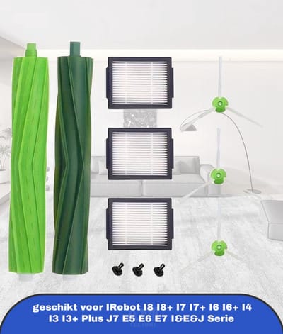 1 Set Van Vervangende Onderdelen geschikt voor IRobot I8 I8+ I7 I7+ I6 I6+ I4 I3 I3+ Plus J7 E5 E6 E7 I&E&J Serie Stofzuiger, Inclusief Multi-Surface Rubber Borstels, HEPA Filters En Edge-Sweeping Borstels