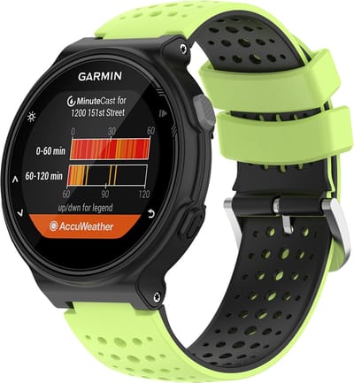 By Qubix - Siliconen Dot Pattern bandje - Groen + zwart - Geschikt voor Garmin Forerunner 220 / 230 / 235 / 620 / 630 / 735 (XT)
