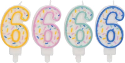 Folat - Kaars Sprinkles Cijfer 6 Assorti - 9 cm