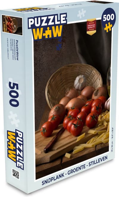 Puzzel Snijplank - Groente - Stilleven - Pasta - Uit - Tomaat - Snijplank - Legpuzzel - Puzzel 500 stukjes