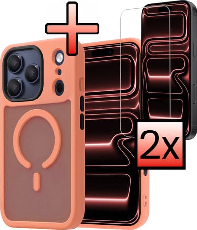 Hoesje - 2 Stuks - Geschikt voor Apple iPhone 17 Pro - Magsafe Compatible - Sterk & Shockproof - Back Cover - Shock Proof Case - Telefoon Hoes - Perzik