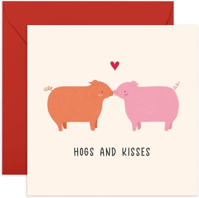 Liefdeskaart met Schattig Varken - Perfect voor Valentijnsdag, Jubileum of Zomaar