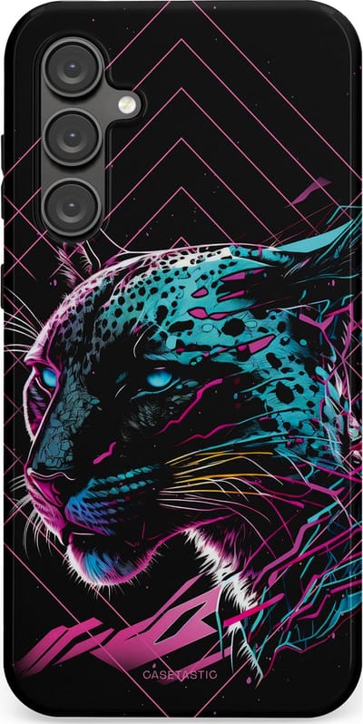 Casetastic hoesje geschikt voor Samsung Galaxy S23 FE - Dubbellaagse bescherming - Neon Jager - Fashion Case - Zwart Petrol