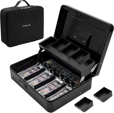 Geldkist - Spaarpot Kluis - Geld Opbergen - Combinatieslot - 30 x 24 x 9 cm - Mat Zwart