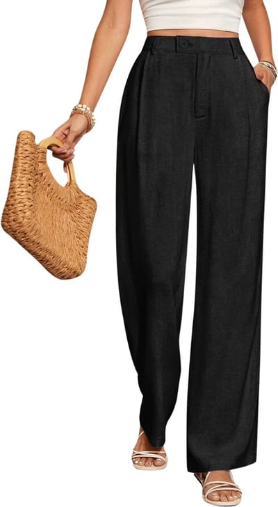 Livano Linnen Broek Dames - Zomerbroek - Volwassenen - Lange Broek - Pantalon - Strandbroek - Zomer - Ibiza Stijl - Zwart - Maat XS