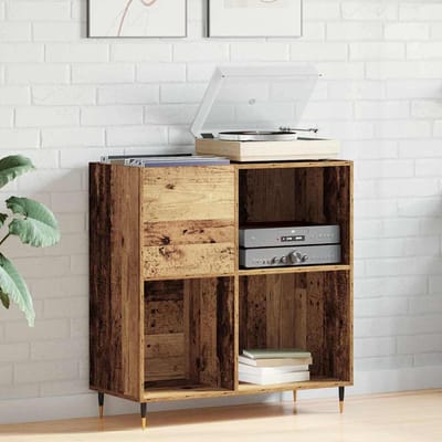 vidaXL - Platenkast - Oud - hout - 85 - x - 38 - x - 89 - cm - Bewerkt - hout