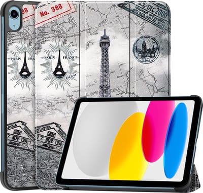Hoes - Geschikt voor Apple iPad A16/A18 (2022/2025/2026) - 10.9 & 11 inch (10e, 11e & 12e generatie) - Dun & Stevig - Trifold Bookcase - Hard Cover - Hardcover Book Case - Tablet Hoesje - Eiffeltoren