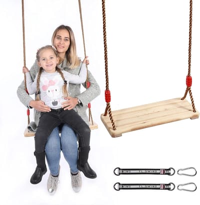 Famanu – Trapeziumschommel met kunststof ringen, geschikt voor kinderen en volwassenen, voor tuin en
