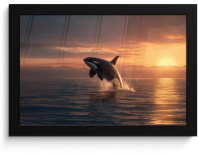 Poster in lijst - Fotolijst 30x20 cm - Posters - Orka - Zee - Zonsondergang - Posterlijst zwart - Decoratie - Wanddecoratie woonkamer - Muurdecoratie slaapkamer