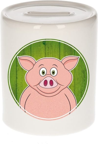 Vrolijke varken dieren spaarpot 9 cm - spaarvarken - spaarpotten voor kinderen