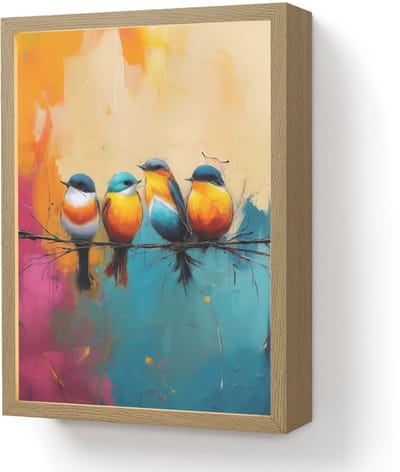 Wandlamp 30x40 cm - Oplaadbaar - Vogels - Kleurrijk - Tak - Abstract - Wandlampen binnen woonkamer - Slaapkamer lamp - Decoratieve nachtlamp - Vloerlamp draadloos