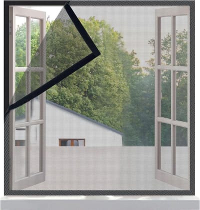 Vliegengordijn Hor voor Raam 50x50cm, Grijs Glasvezel Gaas Gordijnen Vliegengaas, Window Screen, Anti Klamboe, met Klittenband, Zonder Boren