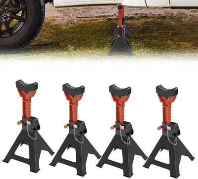 Set van 2 Assteunen 3 Ton - In Hoogte Verstelbaar 28-42 cm - Sterke Wielkrik Standaard voor Auto en Vrachtwagen