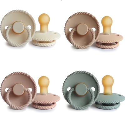 FRIGG ROPE Fopspeen set 4 stuks Cream,Blush,Croissant en Sage 0-6 maand