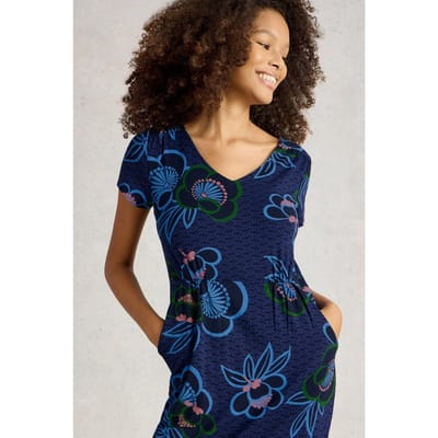 White Stuff Tallie Jersey Dress Blue Print Taglia: 12 PETITE | Abiti Midi Outlet | Donna | Blu