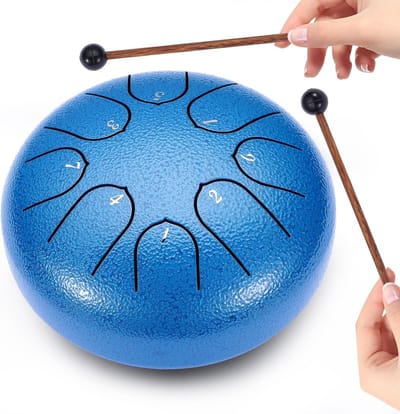 Regendrum - Tuinpercussie - Tuinontspanning - Authentiek regen geluid - 15 cm - Blauw
