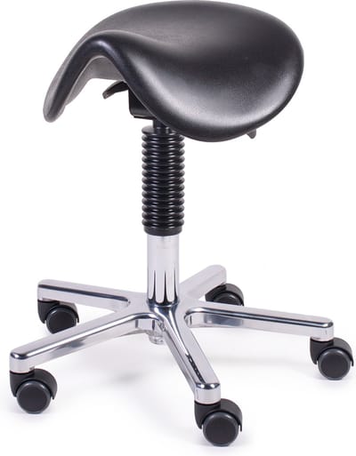 MTM STOELEN - Zadelkruk HERTHA 160-A - PUR zitting voor eenvoudig reinigen - zithoogte 45/61 cm - aluminium kruisvoet - werkkruk voor laboratoria en industrie