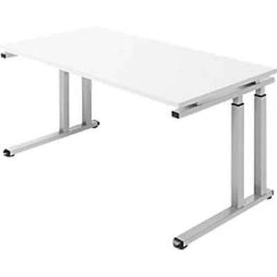 Schäfer Shop  Select Bureautafel SET UP, C-poot onderstel, 1600 x 800, wit/blank aluminium