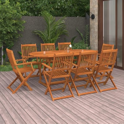 vidaXL - 9-delige - Tuinset - 180x90x75 - cm - massief - acaciahout