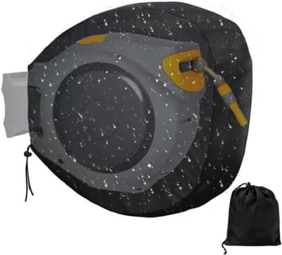 420D Oxford stoffen slanghaspelhoes voor oprolbare, aan de muur te bevestigen slanghaspels – Waterdichte, weerbestendige beschermhoes voor tuinslangen, zwart, 55 x 55 x 30 cm| Cyslmuk®