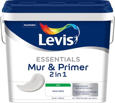 Levis - Essentials Mur & Primer - Wit - 5 L