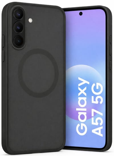 SnapSkin Hoesje geschikt voor Samsung Galaxy A57 - Geschikt voor MagSafe Case - Semi-Transparant Zwart