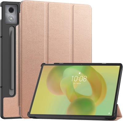 Hoes - Geschikt voor Lenovo Idea Tab Pro - Dun & Stevig - Trifold Bookcase - Hard Cover - Hardcover Book Case - Tablet Hoesje - Rosé goud