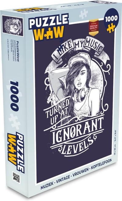 Puzzel Muziek - Vintage - Vrouwen - Koptelefoon - Legpuzzel - Puzzel 1000 stukjes volwassenen