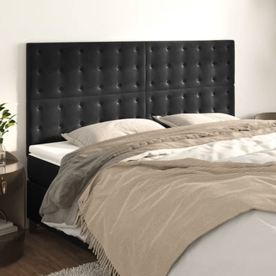 vidaXL - Hoofdbord - zwart - 160x5x118/128 - cm - fluweel