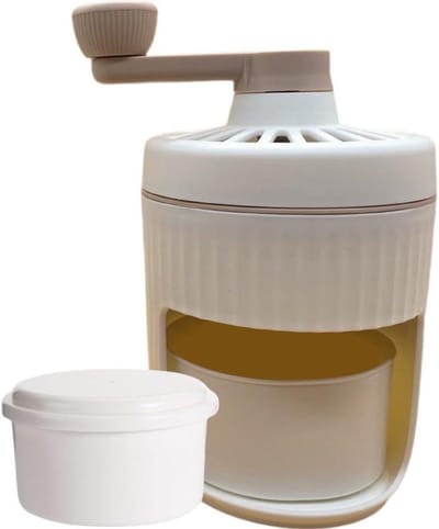 Handmatige IJscrusher - Sneeuwkegel Maker - Zomerse Drankjes Maken - Roestvrijstalen Bladen - 13 x 13 x 21 cm - Khaki
