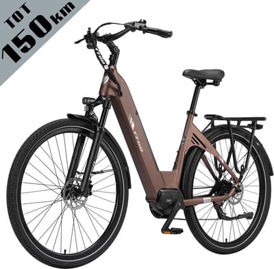 TTGO C7 SE Elektrische Stadsfiets - 28" Banden - 250W Bafang Middenmotor - 36V18Ah Accu - Bereik tot 140km - Shimano 9 Versnellingen - Bruin