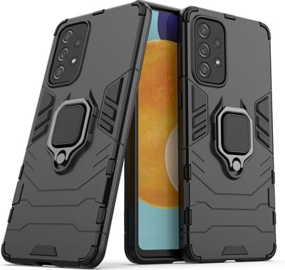 MobyDefend Hoesje - Geschikt voor Samsung Galaxy A73 - Dubbelgelaagde Pantsercase Met Standaard - Zwart