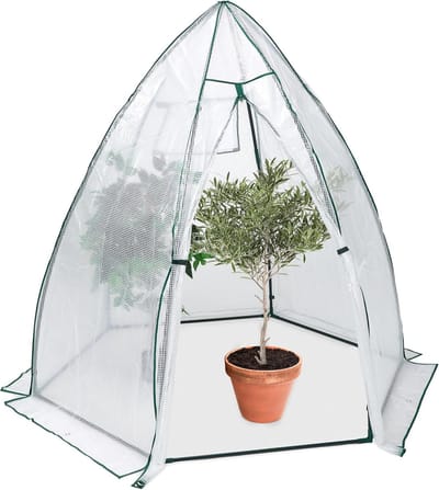 Famanu - Plantenhoes vorst, kweekkas folie, HBD: 185x180x160 cm, winterbescherming planten, deur & raam, transparant