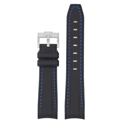 MoonSwatch - Omega - Swatch Mission on Earth - Rolex - SEIKO - Speedmaster - Rubberen horlogeband met perfecte pasvorm - 20mm - Zwart met Blauwe streep