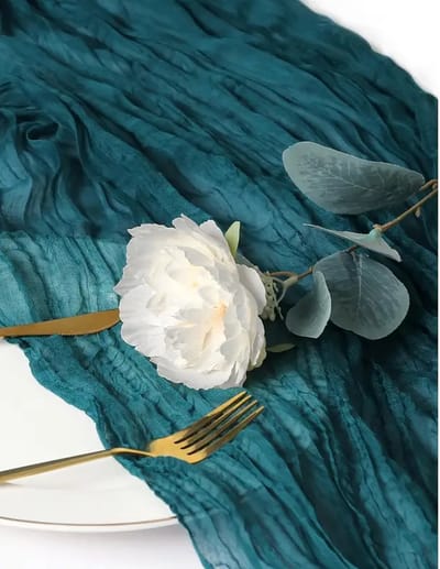 PolkaHome® 1 stuk blauw Kaasdoeken Tafelloper – Katoenen Kaas Doek Tafelkleed – Tafellopers Textiel & Tafelzeil 90x280 cm – Tafel Loper Kaas Doek, Kaasdoek (Pauw blauw)