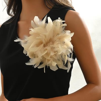 Luxe 20CM Kleurrijke Kunstveer Broche voor Dames Franse Retro Stijl Bruiloft Feest Banket Speld Sieraden Cadeau kaki