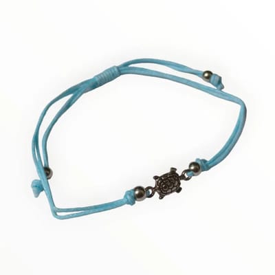 Aramat Jewels | Armbanden | Verstelbaar touw Armbandje schildpad | Turquoise | |2mm | Metaal | Kinderen, Volwassenen | Verkleurd niet