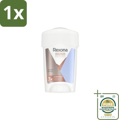 1 x Rexona Deodorant Stick Cream Maximum Protection Clean Scent 45 ml- Anti-transpirant - Deodorant Stick - Zweetbescherming - Vrouwelijke Zweetbescherming - 96 Uur Bescherming