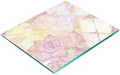 Multifunctionele decoratieve snijplank voor in de keuken met gehard bloemenpatroon, 60x52 cm