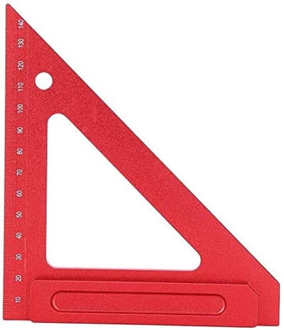 Allecto - Houtbewerkingsdriehoek - Houtbewerkingsliniaal - Precisie en duurzaamheid - Rood - Meetgereedschap - Ideaal voor houtbewerking - 150MM