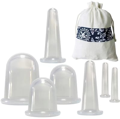 Siliconen cupping set - Facial cupping set - cupping massageapparaat voor gezicht en lichaam - vacuümzuignappen - anti-cellulitiscup - geweldige cellulitisverwijderaar voor thuisgebruik, Lichaams- en gezichtsmassagers (7 stuks Doorschijnende) - Cyslm