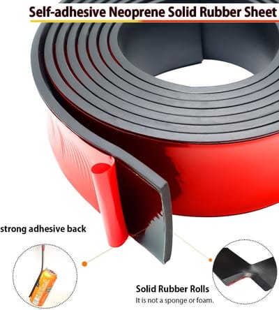 Rubberstrip voor afdichtingen, 50mm x 2mm x 3m, ideaal voor vloeren, anti-vibratie en slipbestendig gebruik