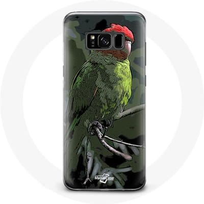 Coque - MANIACASE - Samsung Galaxy S8 - Souple - Pionus Perroquet - Rouge Vert rouge