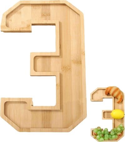 Houten serveerbord - Naturel - Set van 3 - Bamboe en Hout - Voor Feestelijke Gelegenheden