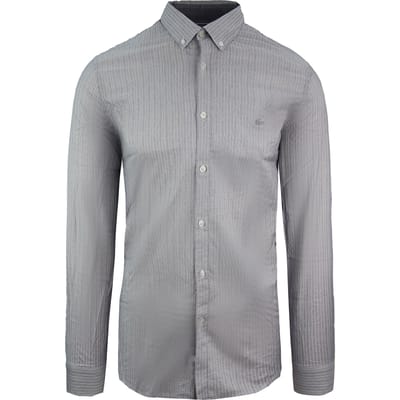 Lacoste Slim Fit Oxford Heren Grijs Geweven Overhemd