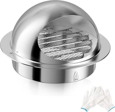 Ronde Ventilatie Rooster van RVS 100mm met Insectenscherm, Weerbestendig en Geschikt voor Badkamer en Afzuigkap