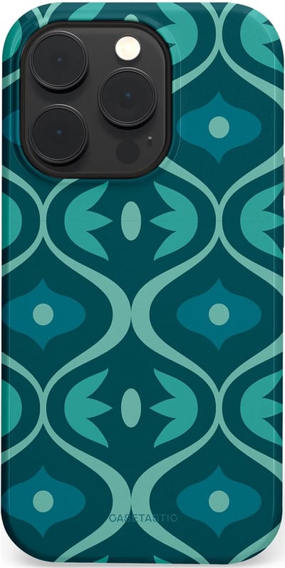 Casetastic hoesje geschikt voor Apple iPhone 14 Pro - MagSafe - Dubbellaagse bescherming - Decoratief Blauwgroen - Fashion Case - Petrol