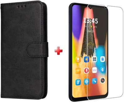 Telestore - hoesje geschikt voor Motorola Moto G06 - zwart agenda book case hoesje + glas screenprotector