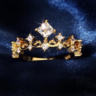 Diamantring Damesring Kroonring Japans en Koreaans Gezamenlijke Ring Trendy Zirconia Wijswijzer Ring No. 10 beige